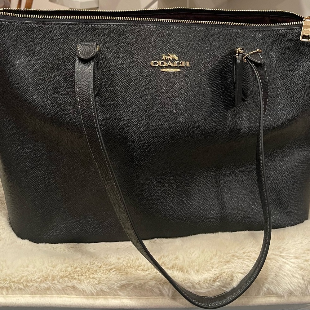 Coach Black Textured Tote Bag